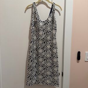 Lauren Ralph Lauren Womens Sz 4 Ivory Navy Crochet Floral Lace Sleeveless Dress